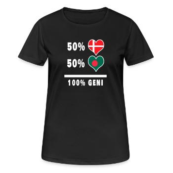 Bangladesh and Denmark 100% genius flag - Women's Breathable T-Shirt - black - Front - AI Model Female 172 light (172cm)