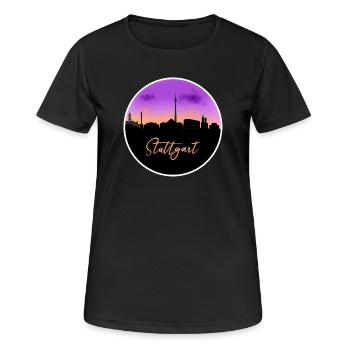 Stuttgart Fine Skyline - T-shirt respirant Femme - noir - Devant - AI Model Female 172 light (172cm)