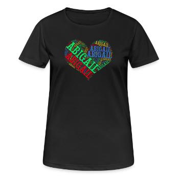 t-shirt Abigail heart word cloud tag cloud collage - Women's Breathable T-Shirt - black - Front - AI Model Female 172 light (172cm)