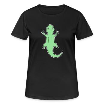 Echsen Echse Grün Reptilien - Frauen T-Shirt atmungsaktiv - Schwarz - Vorne - AI Model Female 172 light (172cm)