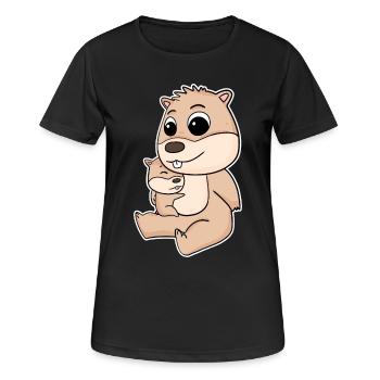 Famille de cochons d’Inde - cochon d’Inde avec bébé - T-shirt respirant Femme - noir - Devant - AI Model Female 172 light (172cm)