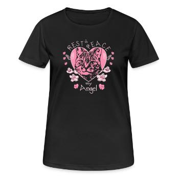 Ange chat - T-shirt respirant Femme - noir - Devant - AI Model Female 172 light (172cm)