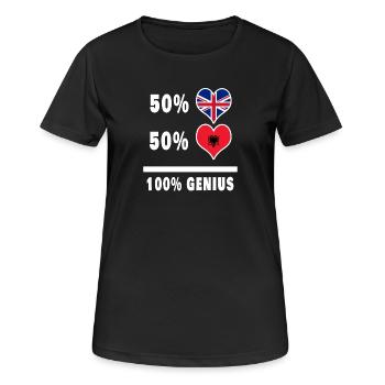 Albania and Great Britain 100% Genius Flag - Women's Breathable T-Shirt - black - Front - AI Model Female 172 light (172cm)