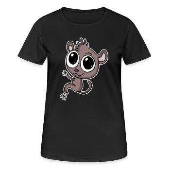 Koboldmaki Koboldmakis Primat - Frauen T-Shirt atmungsaktiv - Schwarz - Vorne - AI Model Female 172 light (172cm)