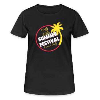 Festival, Sommerfest, Strandparty - Frauen T-Shirt atmungsaktiv - Schwarz - Vorne - AI Model Female 172 light (172cm)