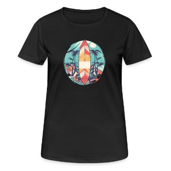 Surfbrett - Frauen T-Shirt atmungsaktiv - Schwarz - Vorne - AI Model Female 172 light (172cm)