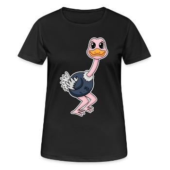 Strauß Motiv Zootiere - Frauen T-Shirt atmungsaktiv - Schwarz - Vorne - AI Model Female 172 light (172cm)