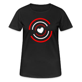 Cœur rouge blanc - T-shirt respirant Femme - noir - Devant - AI Model Female 172 light (172cm)