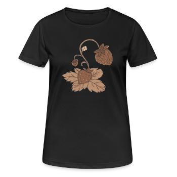 erdbeere sepia - Frauen T-Shirt atmungsaktiv - Schwarz - Vorne - AI Model Female 172 light (172cm)