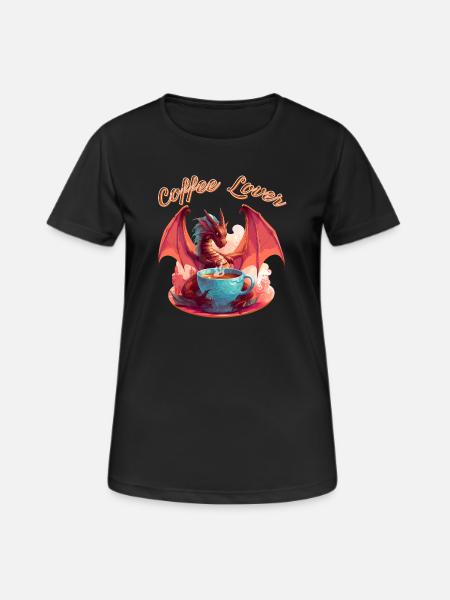 Dragon Coffee Lover - Women's Breathable T-Shirt - black