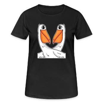 Deux pélicans - T-shirt respirant Femme - noir - Devant - AI Model Female 172 light (172cm)