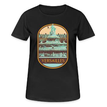 Fontaine Jardin Château Versailles, Élégance Royal - T-shirt respirant Femme - noir - Devant - AI Model Female 172 light (172cm)