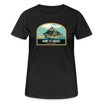 Illustration panoramique du Mont Saint Michel - T-shirt respirant Femme - noir - Devant - AI Model Female 172 light (172cm)