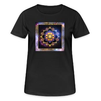Mandala Lotusblume - Frauen T-Shirt atmungsaktiv - Schwarz - Vorne - AI Model Female 172 light (172cm)
