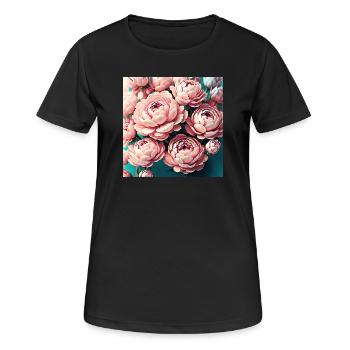 Blumen - Frauen T-Shirt atmungsaktiv - Schwarz - Vorne - AI Model Female 172 light (172cm)