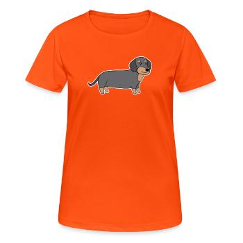 Dackel Dachshund Teckel - T-shirt respirant Femme - orange néon - Devant - AI Model Female 172 dark (172cm)