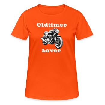 Oldtimer Lover weiß - Frauen T-Shirt atmungsaktiv - Neonorange - Vorne - AI Model Female 172 dark (172cm)