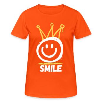 Smile Graffiti - Frauen T-Shirt atmungsaktiv - Neonorange - Vorne - AI Model Female 172 dark (172cm)
