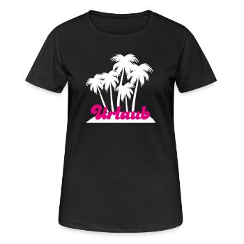 Urlaub Palmen Insel Ferien urlaubsreif Südsee - Frauen T-Shirt atmungsaktiv - Schwarz - Vorne - AI Model Female 172 light (172cm)