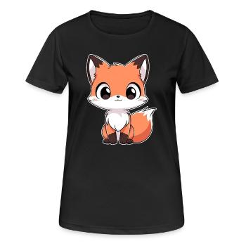 Fox Forest Animaux Amour Comic Nature Animal Enfant Bébé - T-shirt respirant Femme - noir - Devant - AI Model Female 172 light (172cm)