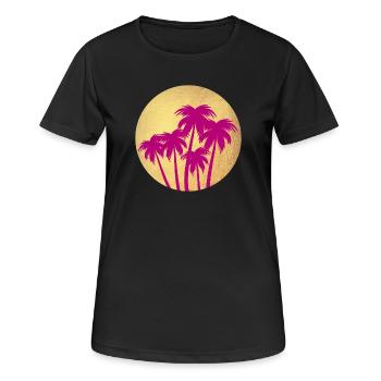 Circle Gold Palm Pink Holiday Deluxe South Seas Luxury - T-shirt respirant Femme - noir - Devant - AI Model Female 172 light (172cm)