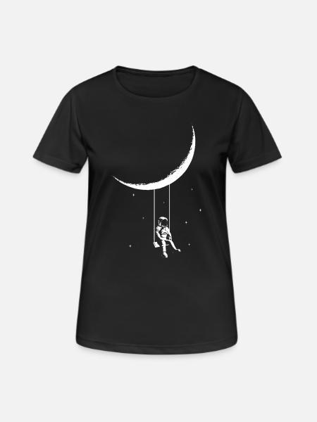 Astronaut schaukelt unter dem Moond Streetart Stil - Dame T-shirt svedtransporterende - sort