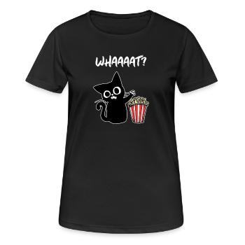 Cat Popcon Movies Saying Cinema Night Theatre - Women's Breathable T-Shirt - black - Front - AI Model Female 172 light (172cm)