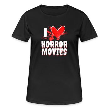 J’aime les films Déclaration Heart Movie Night Movies - T-shirt respirant Femme - noir - Devant - AI Model Female 172 light (172cm)