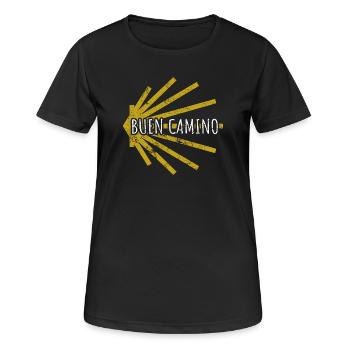 Buen Camino - Camino de Santiago - Pèlerinage - Santiago - T-shirt respirant Femme - noir - Devant - AI Model Female 172 light (172cm)
