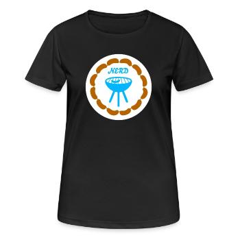 Chaîne de saucisses Grillades Nerd Camping Bratwurst Grill - T-shirt respirant Femme - noir - Devant - AI Model Female 172 light (172cm)