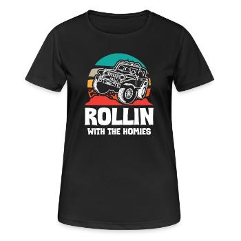 Jeeps Rollin avec The Homies - T-shirt respirant Femme - noir - Devant - AI Model Female 172 light (172cm)