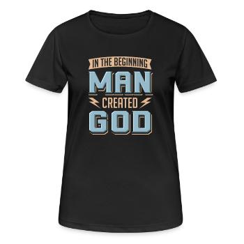 L’homme athée a créé Dieu anti-religion agnostique - T-shirt respirant Femme - noir - Devant - AI Model Female 172 light (172cm)