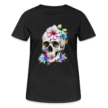 Crâne avec lys - T-shirt respirant Femme - noir - Devant - AI Model Female 172 light (172cm)