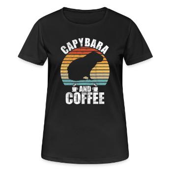 Capybara Zootier Design - Frauen T-Shirt atmungsaktiv - Schwarz - Vorne - AI Model Female 172 light (172cm)