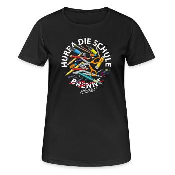 Hurra die Schule ist aus - Frauen T-Shirt atmungsaktiv - Schwarz - Vorne - AI Model Female 172 light (172cm)