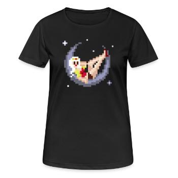 Pixel Pinup : Fille sur la Lune - T-shirt respirant Femme - noir - Devant - AI Model Female 172 light (172cm)