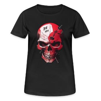 Totenkopf mit Böse Blick - Frauen T-Shirt atmungsaktiv - Schwarz - Vorne - AI Model Female 172 light (172cm)