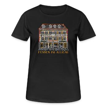 Füssen im Allgäu,Altstadt, Bayern, Deutschland - Frauen T-Shirt atmungsaktiv - Schwarz - Vorne - AI Model Female 172 light (172cm)