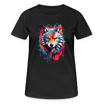 Coole Wolf - Frauen T-Shirt atmungsaktiv - Schwarz - Vorne - AI Model Female 172 light (172cm)