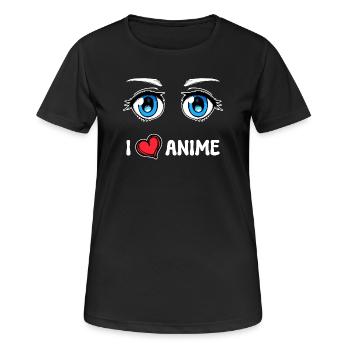 Manga Herz Ich Liebe Anime Statement Japan Comic - Frauen T-Shirt atmungsaktiv - Schwarz - Vorne - AI Model Female 172 light (172cm)