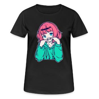 Mädchen Anime Japanisch Comic Zeichentrick Manga - Frauen T-Shirt atmungsaktiv - Schwarz - Vorne - AI Model Female 172 light (172cm)