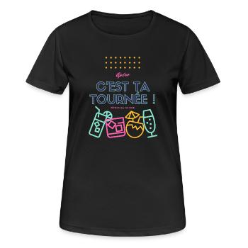 c est ta tournée ! Design humour apéro - T-shirt respirant Femme - noir - Devant - AI Model Female 172 light (172cm)