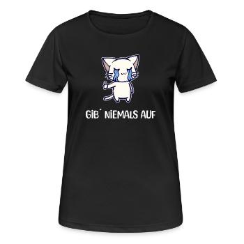Katze Statement Manga Comic Zeichentrick Anime - Frauen T-Shirt atmungsaktiv - Schwarz - Vorne - AI Model Female 172 light (172cm)