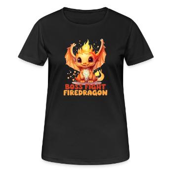 Endgegner Feuerdrache Rollenspiel Fantasymotiv - Frauen T-Shirt atmungsaktiv - Schwarz - Vorne - AI Model Female 172 light (172cm)