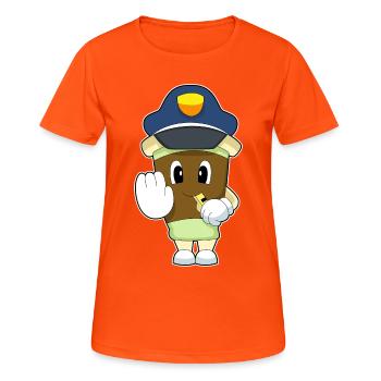 Café Policier Sifflet Police - T-shirt respirant Femme - orange néon - Devant - AI Model Female 172 dark (172cm)