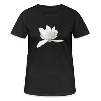 Ideen Muttertag, Magnolie seitlich - Frauen T-Shirt atmungsaktiv - Schwarz - Vorne - AI Model Female 172 light (172cm)