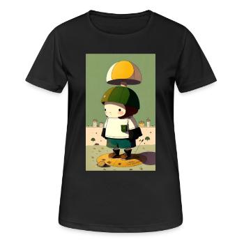 Pilz-Pilz-Charakter - Frauen T-Shirt atmungsaktiv - Schwarz - Vorne - AI Model Female 172 light (172cm)