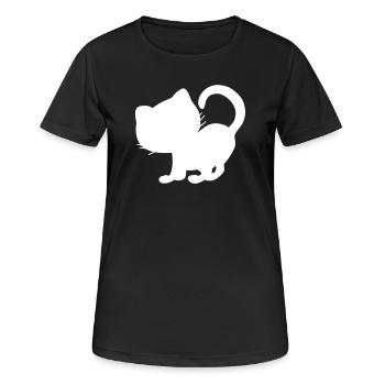 Chat Silhouette Vecteur Chat Amour Fan Animal Amour - T-shirt respirant Femme - noir - Devant - AI Model Female 172 light (172cm)