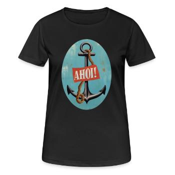 Ahoi - Frauen T-Shirt atmungsaktiv - Schwarz - Vorne - AI Model Female 172 light (172cm)