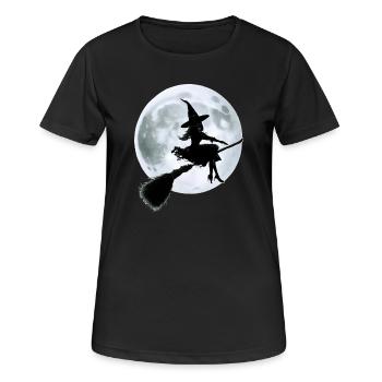 Sorcière sur balai - T-shirt respirant Femme - noir - Devant - AI Model Female 172 light (172cm)